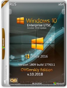 Windows 10 Enterprise (x64) LTSC 1809 build 17763.1 Office16 by OVGorskiy v.10.2018 Русский